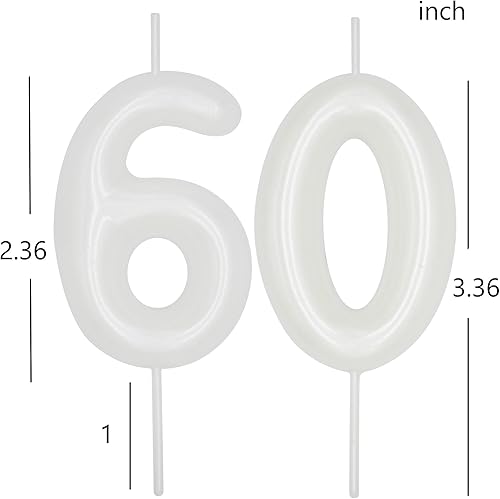 Miniatura 5 de DERVENTA Vela de Número Blanca de 2.36 pulgadas Decoración de Fiesta Celebración Aniversario Cumpleaños Brunch Postre Cobertura de Pastel Perfecta 1