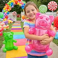 Vista 4 de 4E's Novelty Ositos inflables de goma enormes de 24 pulgadas, ideales para decoraciones de fiestas, juguetes únicos de piscina inflables para niños