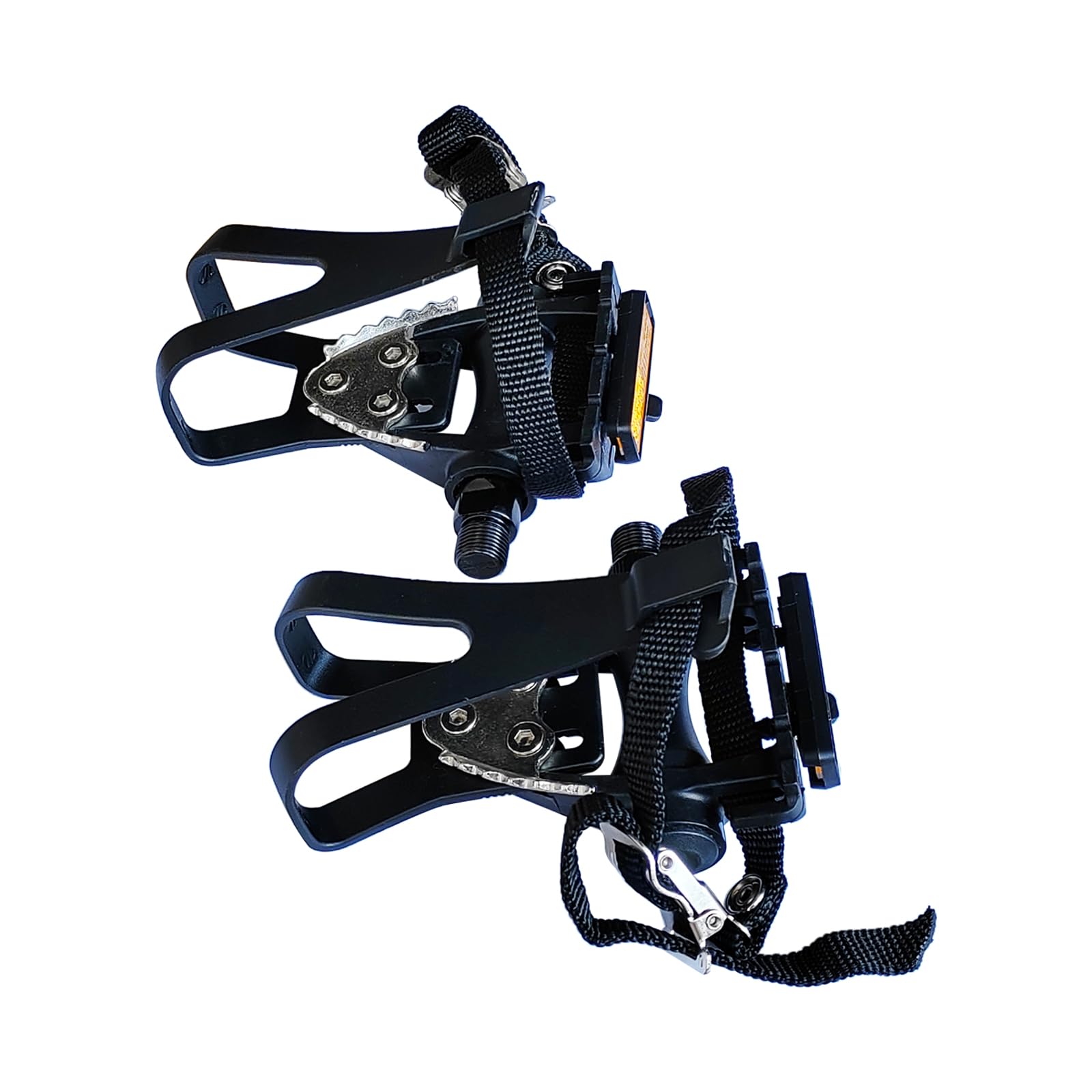 UPANBIKE Bike Pedals with Toe Clips and Straps for Exercise Bike Outdoor Bicycles and Spin Bike, 9/16-Inch Spindle with Reflectors - Image 2