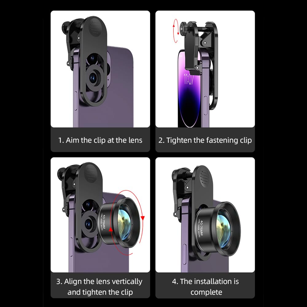 Andoer Handyobjektiv Makro-Linse Für Smartphone 4k High Definition Mit Telefonclip Kompatibel Mit Android Smartphone Iphone 15/14/13/12 Max/Xr/X/8