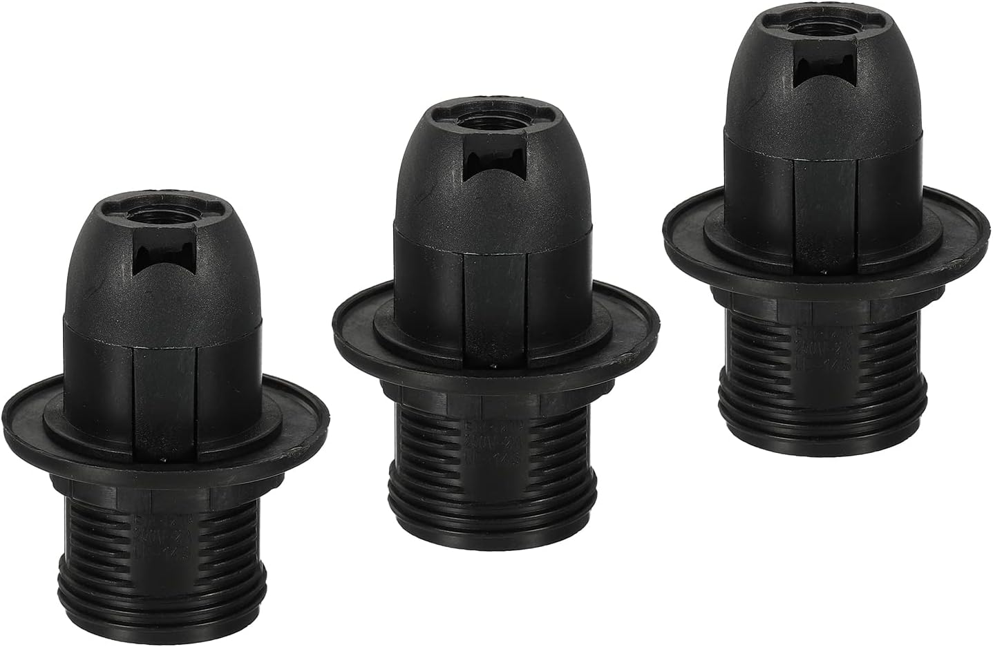 MECCANIXITY Threaded Light Socket Base 250V E14 56x28mm Screw Thread 28mm Bulb Lamp Holder for LED Retro Pendant Lights Black Pack of 3