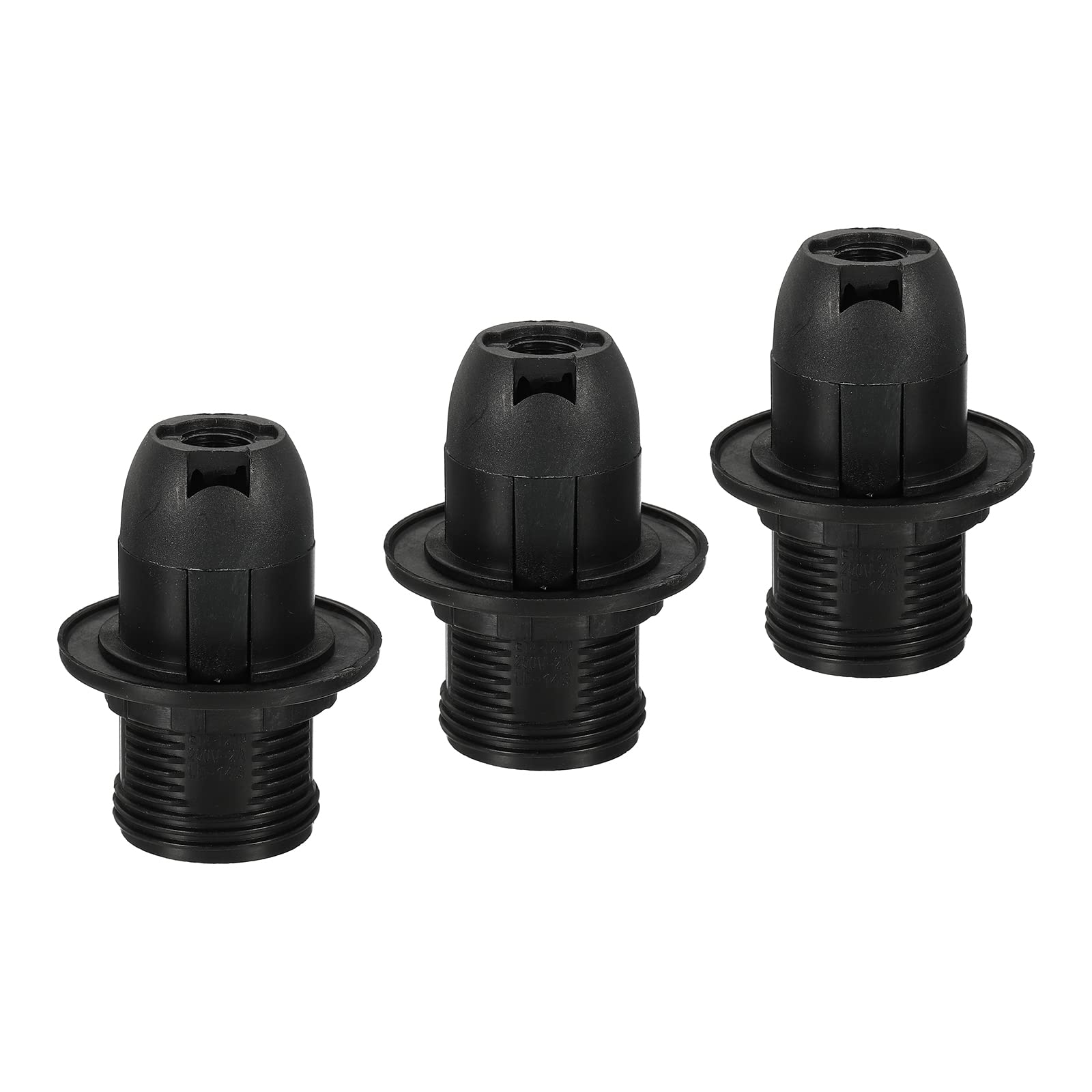 Generic Threaded Light Socket Base 250V E14 56x28mm Screw Thread 28mm Bulb Lamp Holder for LED Retro Pendant Lights Black Pack of 3