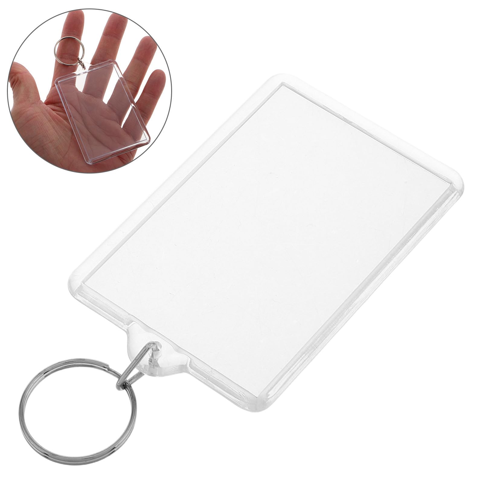 Ciieeo Portachiavi Portafoto in Plastica 50 Pezzi con Anello | Inserto Foto Personalizzabile, Regalo e Souvenir, Design Creativo con Struttura Metallica