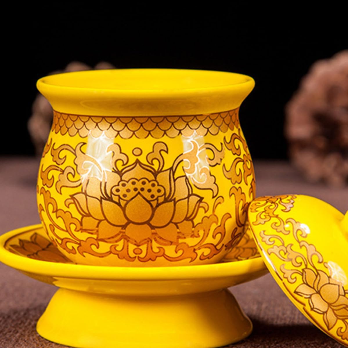 Ceramic Buddhist Cup for Altar Water Offerings and Shrine Decoration