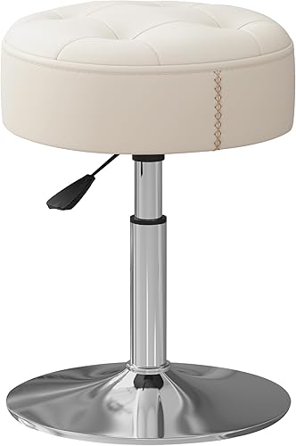 Miniatura 7 de Taburete de tocador ajustable blanco resistente de 300 libras, resistente al fuego, giratorio de 360 y taburete ajustable en altura para tocador,