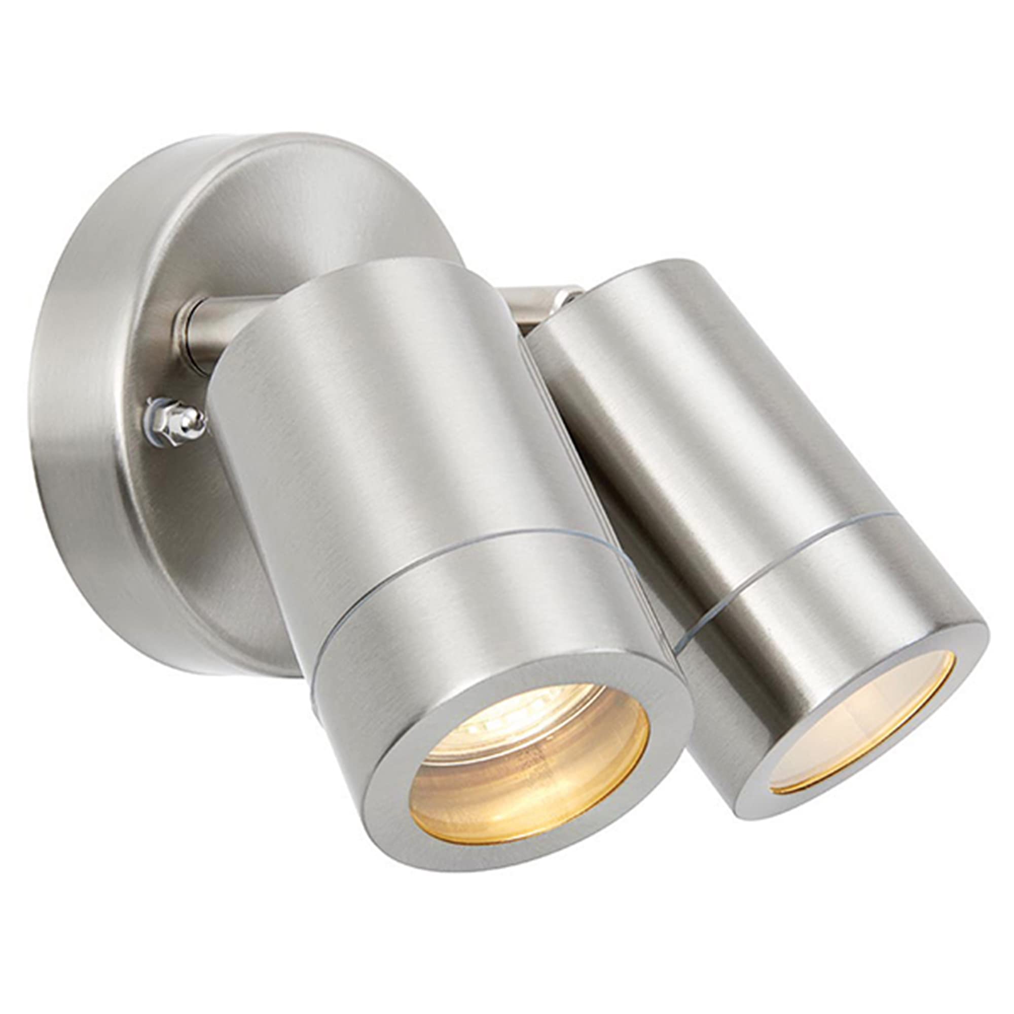 Netlighting Palin 2 Light Outdoor Spotlight Brushed Stainless Steel Grey