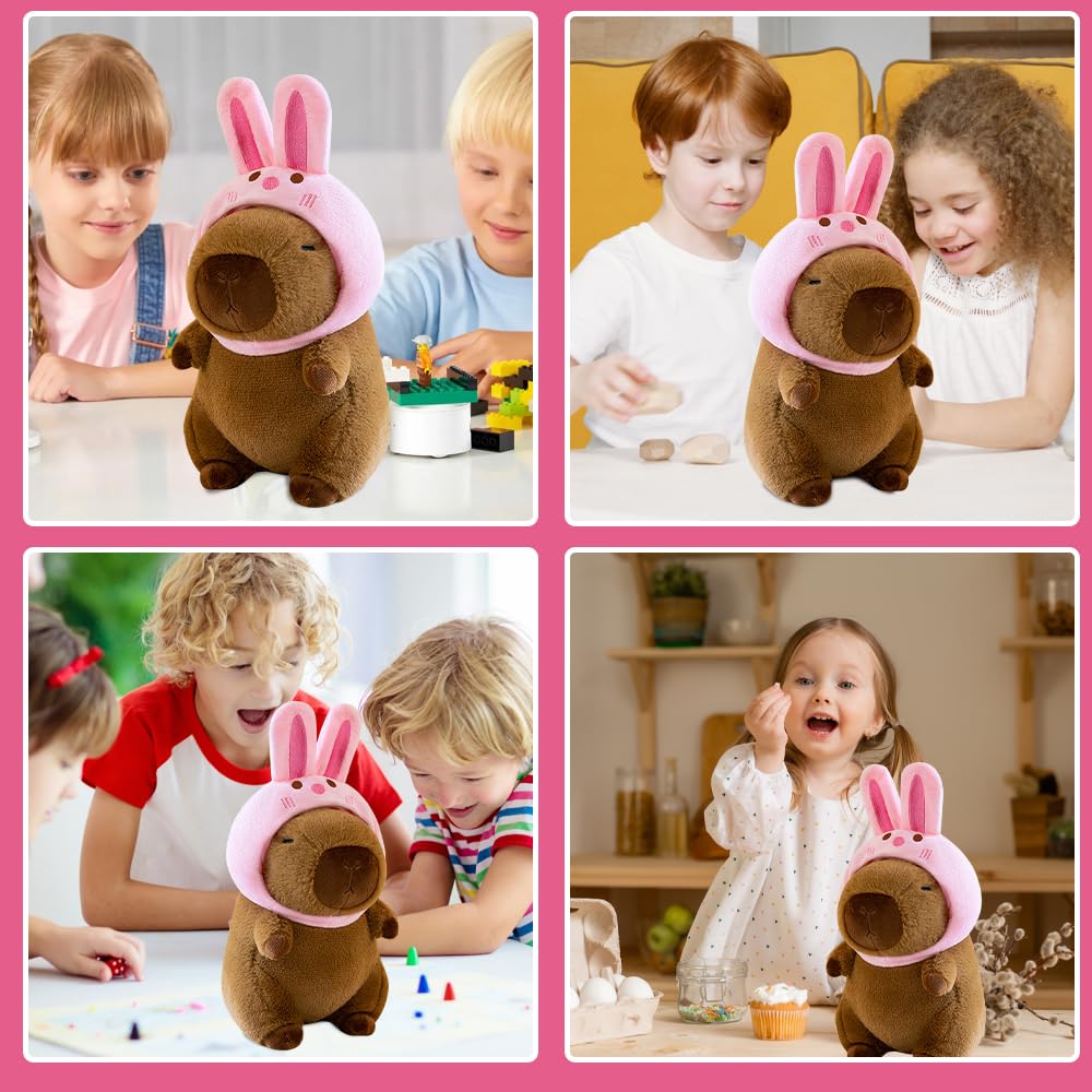 Lindo peluche de Capybara con pan, 12 pulgadas, suave peluche de Capybara, almohada de muñeca de