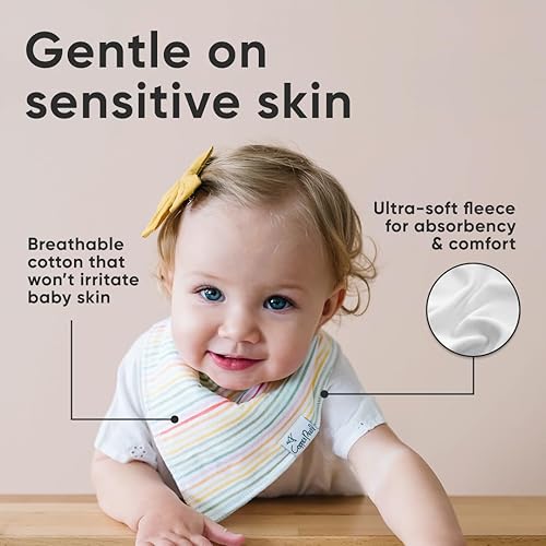 Miniatura 208 de Copper Pearl Paquete de 4 baberos de algodón suave para babeo y dentición, baberos absorbentes para bebés niñas y niños, ajustables para adaptarse a