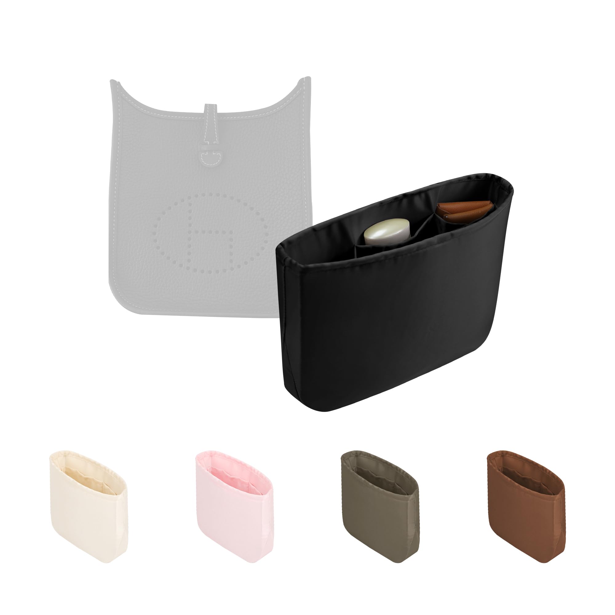 KINGS IN BAG エブリン用 バッグインバッグ 専用設計 サテン製 軽量 便利 自立型 仕切り付き 小さめ 整理収納 型崩れ防止 (ブラック, エブリンTPM用)