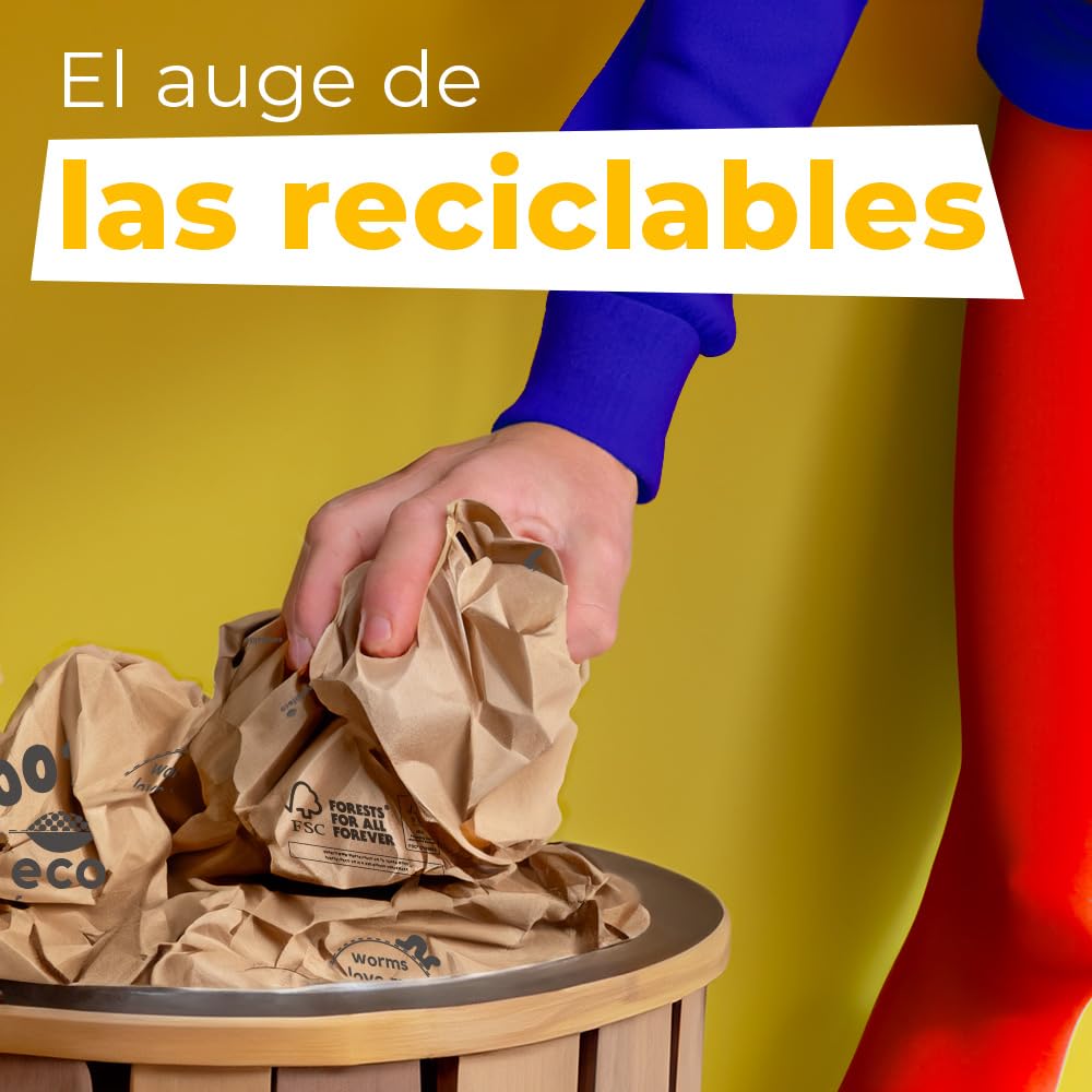 sobres de envío de papel | Paquete de 25| Sobre de correo biodegradable y compostable | Tamaño: 36 x 43.5 cm + fuelle inferior