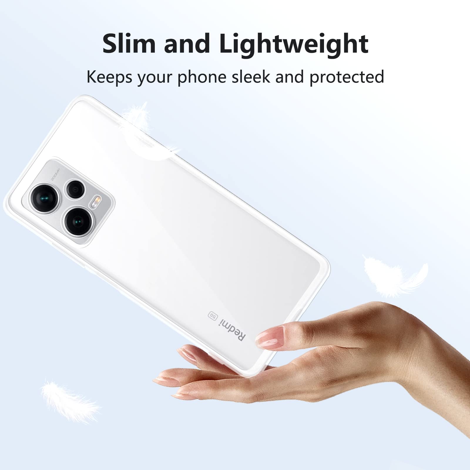 ROVLAK Case compatible with Xiaomi Redmi Note 12 Pro+ Clear Ultra Slim Case Anti Yellowing Soft TPU Silicone Anti-Fingerprint Cover+Shockproof Case Full Body Protection - Image 2