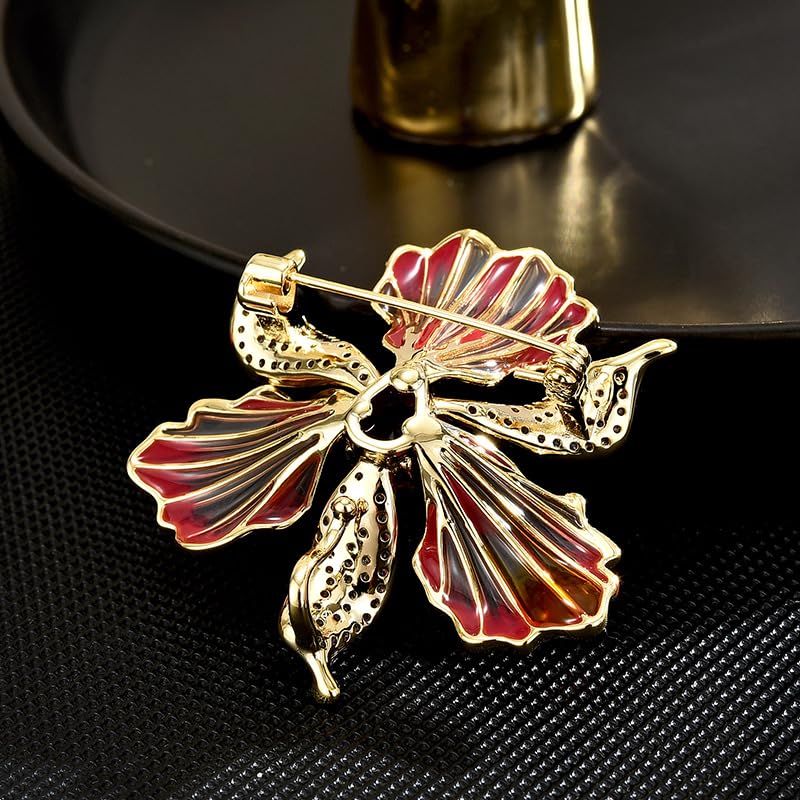 Image of Flower Brooch Pin Gold-Plated Enamel Brooch Lapel Pins Flower Jewelry for Women