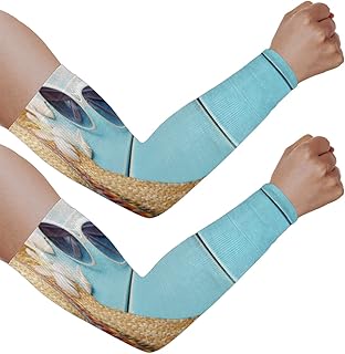 Mangas de braço com proteção solar UV para homens e mulheres, chapéu de praia com mangas de folha para proteger os braços esportes mangas de braço proteção solar capa protetora UV, Chapéu de praia