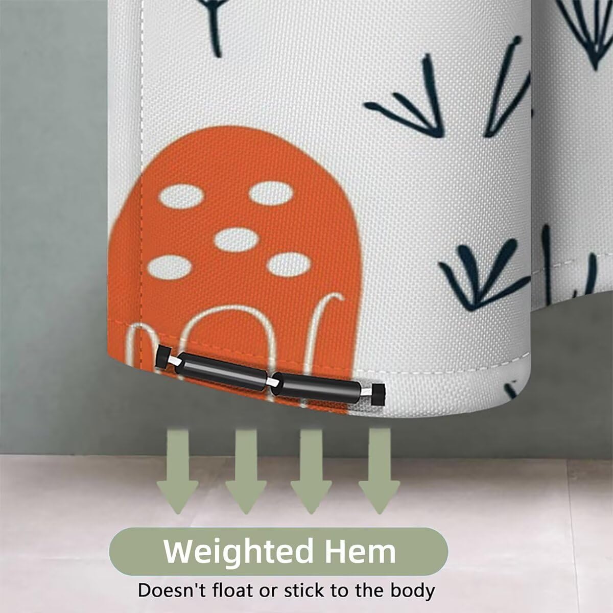 Duschvorhang 240x200 cm, Duschvorhang Weiß Muster, Niedlich Shower Curtains mit 12 Plastik Duschrollo Haken, Duschvorhänge mit Gewicht Waschbar Wasserdicht Stoff Polyester für Badewanne Deko, -3857