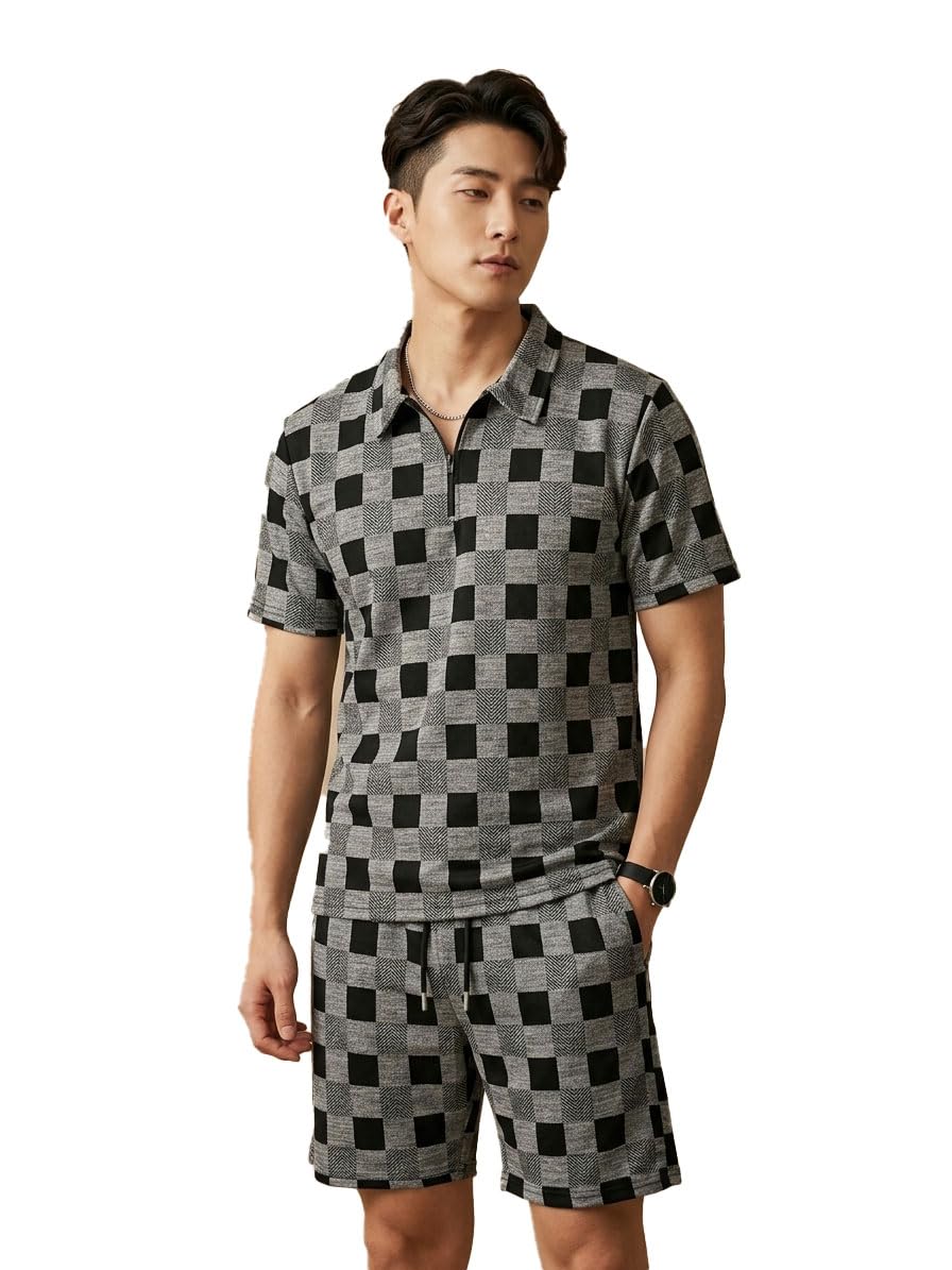 vastradhan Men’s Printed Zip Polo Neck T-Shirt with Half Short Pant Co-ord Set Fabric, Stylish Printed Design, Comfortable Regular Fit-picture-41