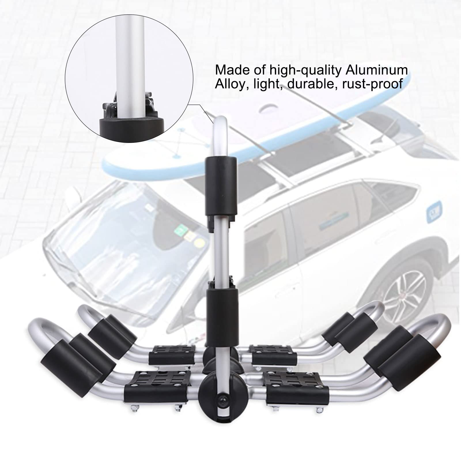 Portaequipajes plegable para kayak, barco, kayak, canoa, portaequipajes de techo plegable bilateral estilo J, soporte doble ligero para kayak, soporte de techo para tabla de esquí en coche, camión y