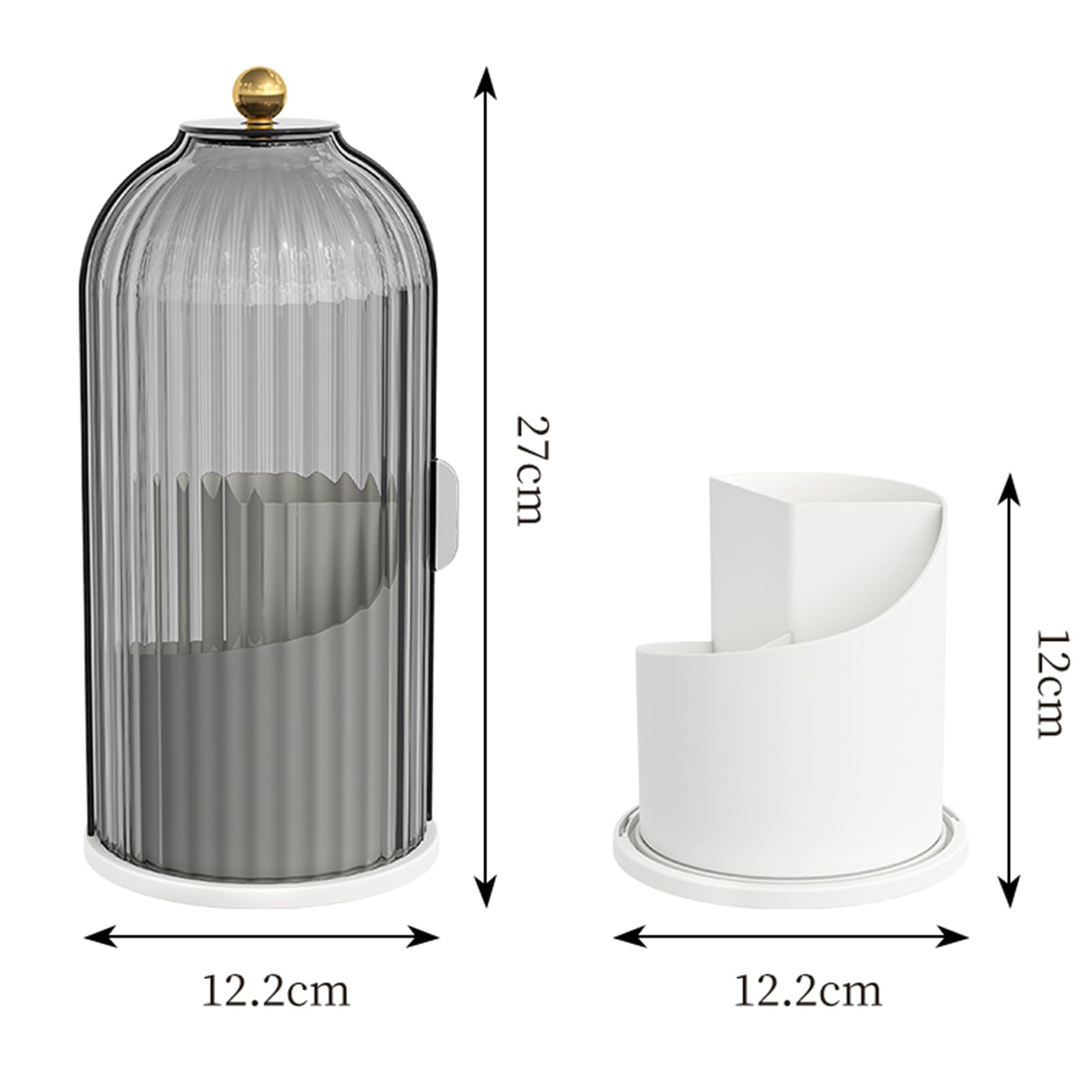 Veki Drehbarer Make-up-Pinselhalter – 360° Drehbar, 6 Fächer, Transparent, 15x13 Cm, Für Schminktisch