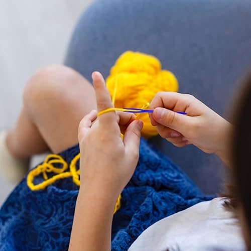 Miniatura 6 de LoveInUSA 100 agujas de hilo para niños y principiantes, agujas de coser de plástico de ojo grande de 2.7 pulgadas para ganchillo, tejido, tapiz,