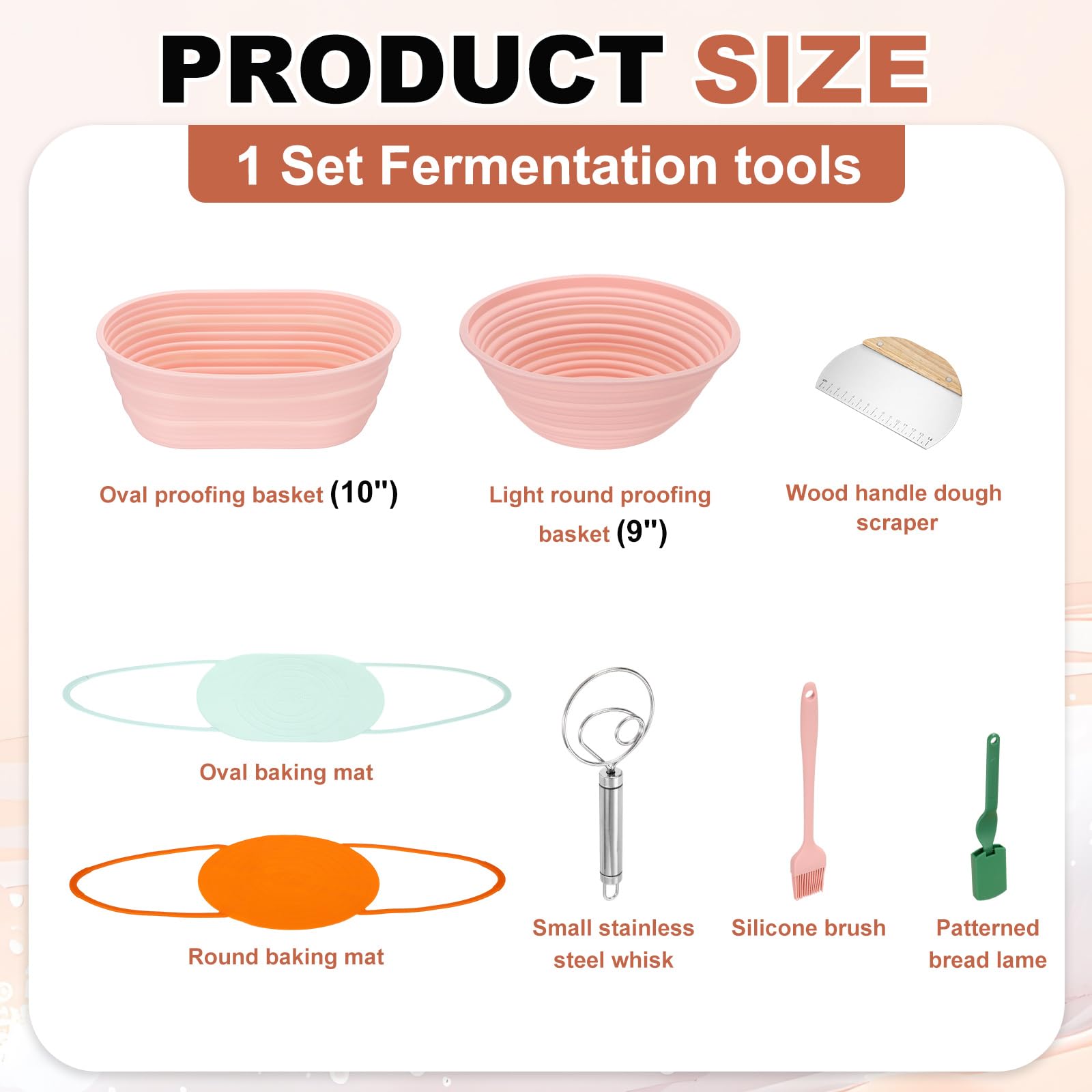 QUARKZMAN Kit de levain (23 cm rond et 25 cm ovale) rose + rose