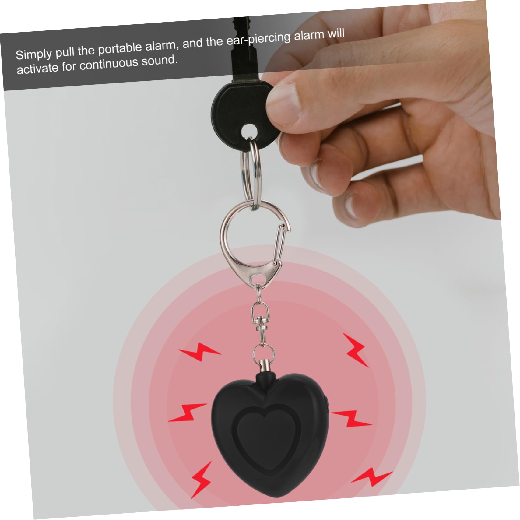 4 Piezas Sirena Anti Llaveros Ataque para Alarma De Llavero De Corazón Emergencia Dispositivo De Alerta Sos Alarma De Seguridad Personal En Forma De Corazón Black El Plastico
