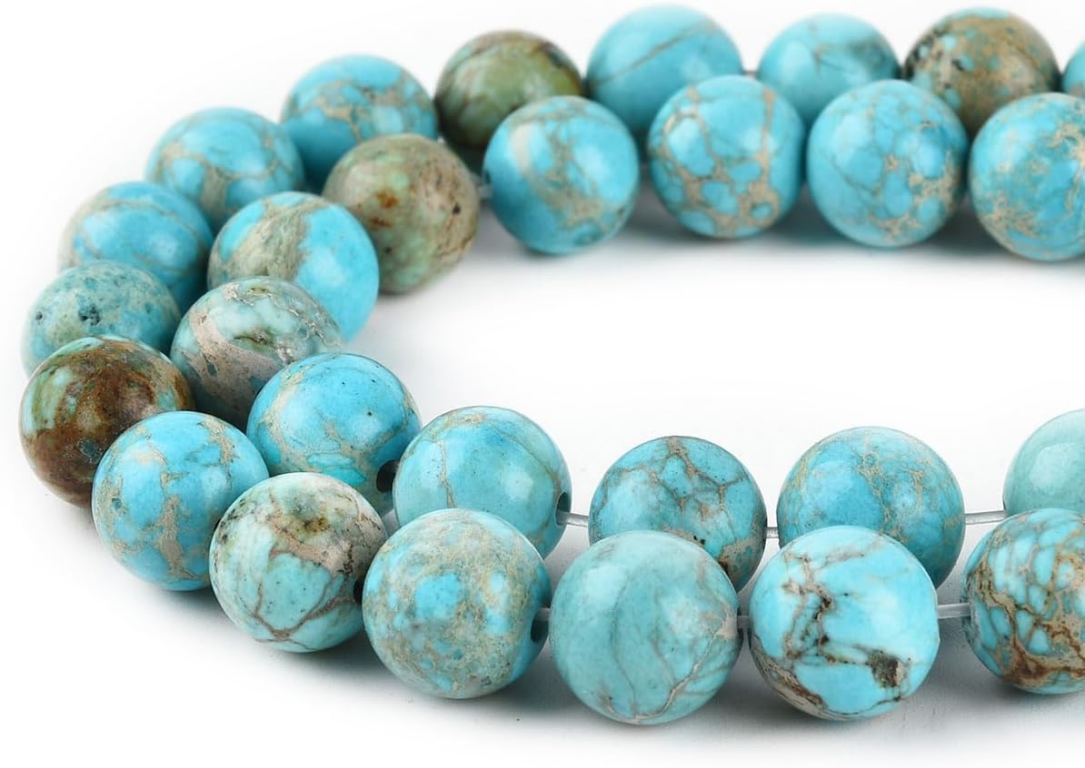 8mm Light Blue Sea Sediment Imperial Jasper Round Gemstone Natural Stone Loose Beads for Jewelry Making Design Crafts 45 Pcs 15 Inch - Image 3