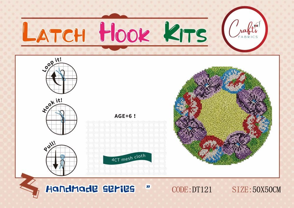 CraftsFabrics Spring Garden Rug 60% Cotton 40% Polyester DIY Crafts Yarn Carpet Round Shape Animal Custom Latch Hook Rug Crochet Kits for Beginners Adults - Image 3