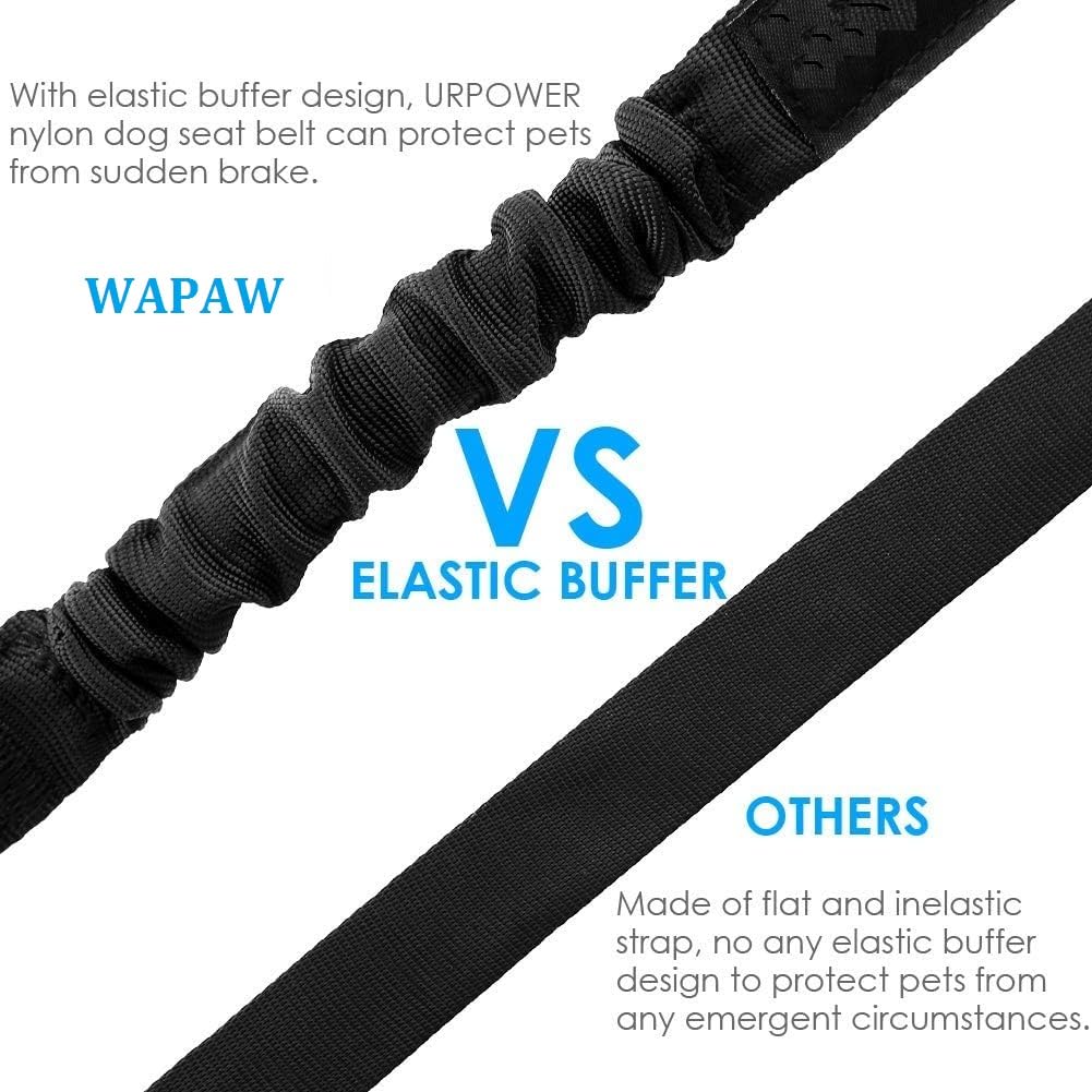 WapaW Pet Car Seat Belt - Car Harness for Dogs Adjustable Safety Seat Belt for Car. Durable Nylon Reflective Elastic with Bungee Buffer for Shock Attenuation (Pack of 2) 2