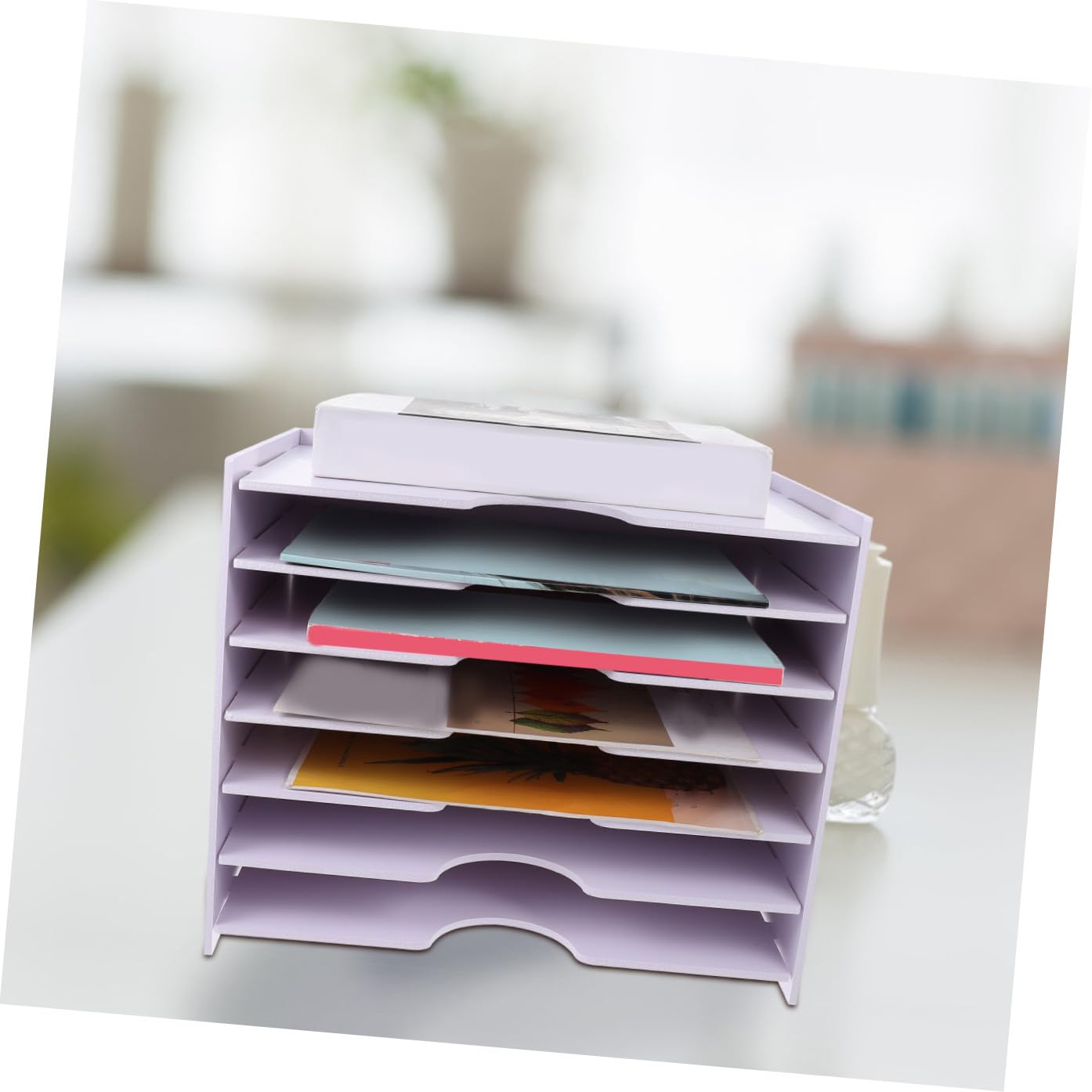 NUOBESTY Mehrlagige Dokumentenbox Weiß Aktenablage Aufbewahrungsbox für Büro und Studium Leichter Büro Organizer mit Großer Kapazität für Schreibtisch und Schüler