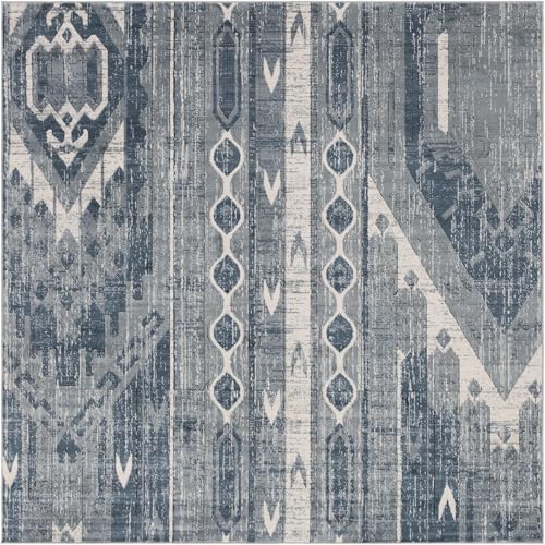 Tapete cuadrado 8 pies azul gris Rugs.com miniatura 3