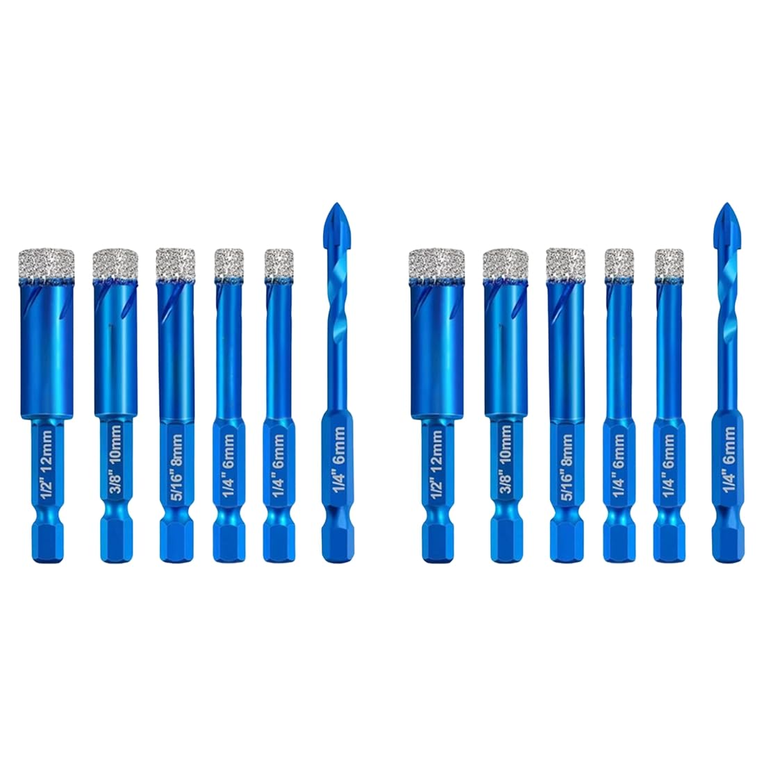 Jnchdghwa As Shown Dry Drill Core Bit Set, Spiral Groove, Hole Saw For, Tile, Ceramic, Marble, Hexagonal Handle Tile Drill Bits Hex Shank Tile Drill Bits