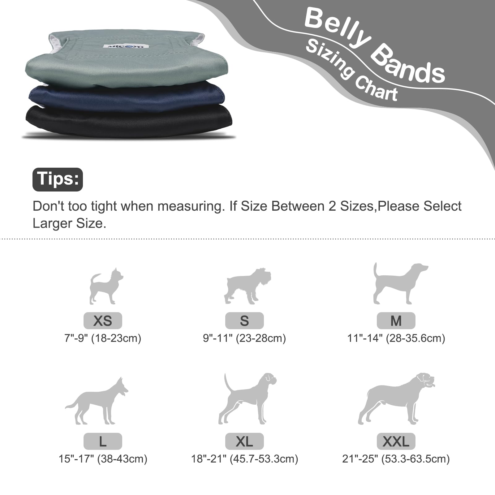 MICOOYO Pannolini lavabili per cani maschi, pannolini assorbenti per cani con chiusura a strappo regolabile, pannolini riutilizzabili per cani, confezione da 3, XLL