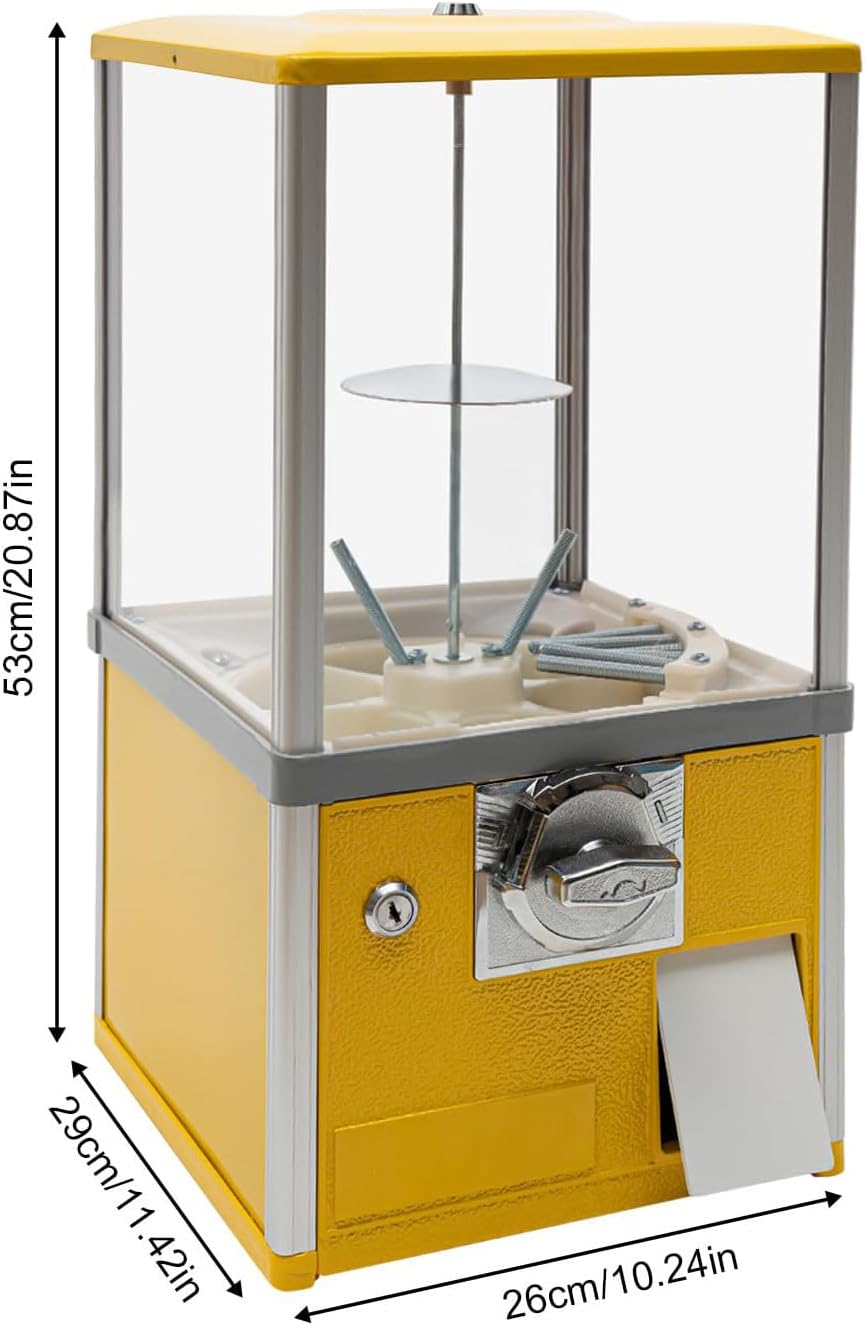 Vending Machine Candy Vending Machine Commercial Gumble Machine Stable Vending Machine Dispenser for Supermarket Park Playground Holiday,Yellow