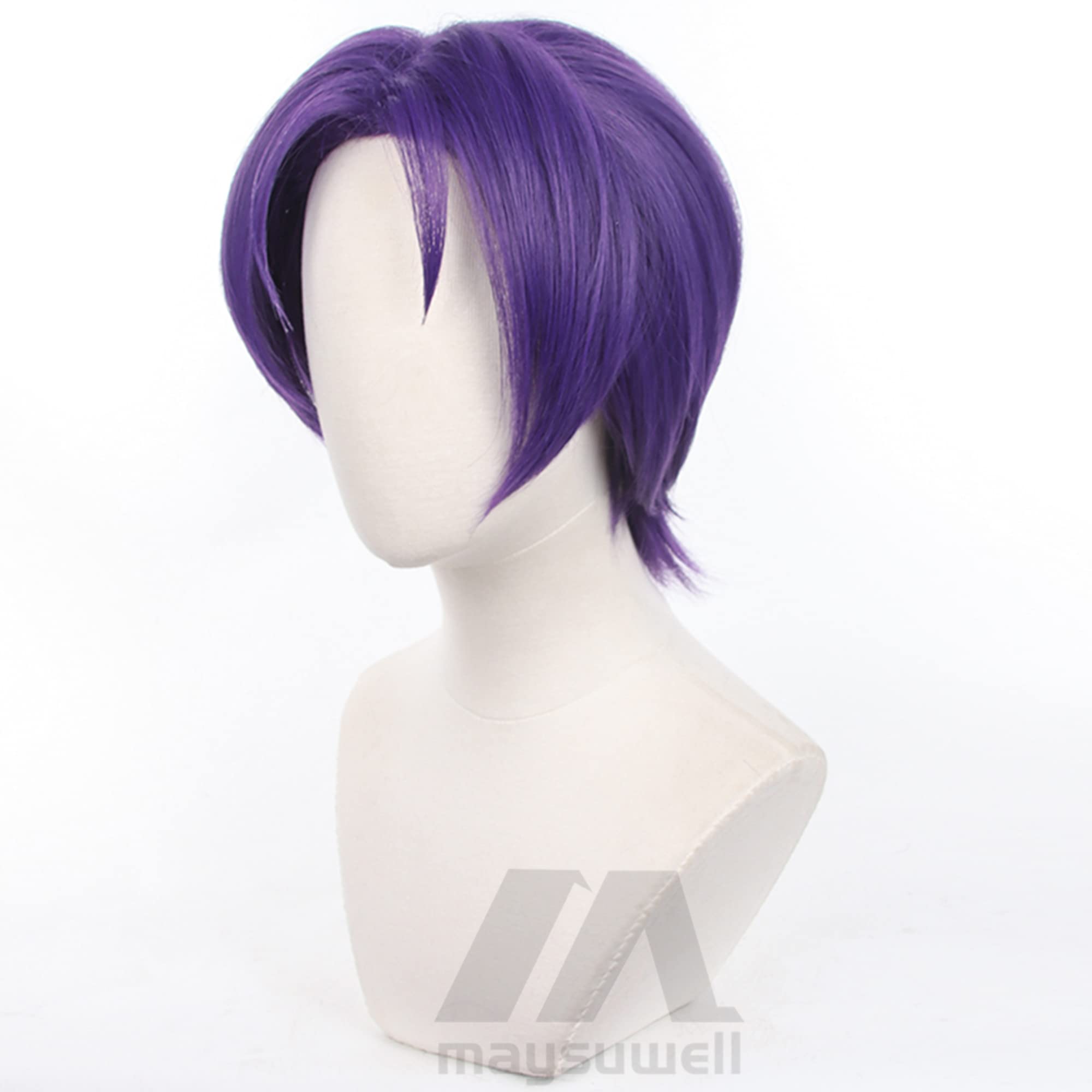 Unisex Purple Short Wig with Heat Resistan Synthetic Costume Hairs for Women Men Halloween Cos Anime Party Replacement Wigs - Image 3