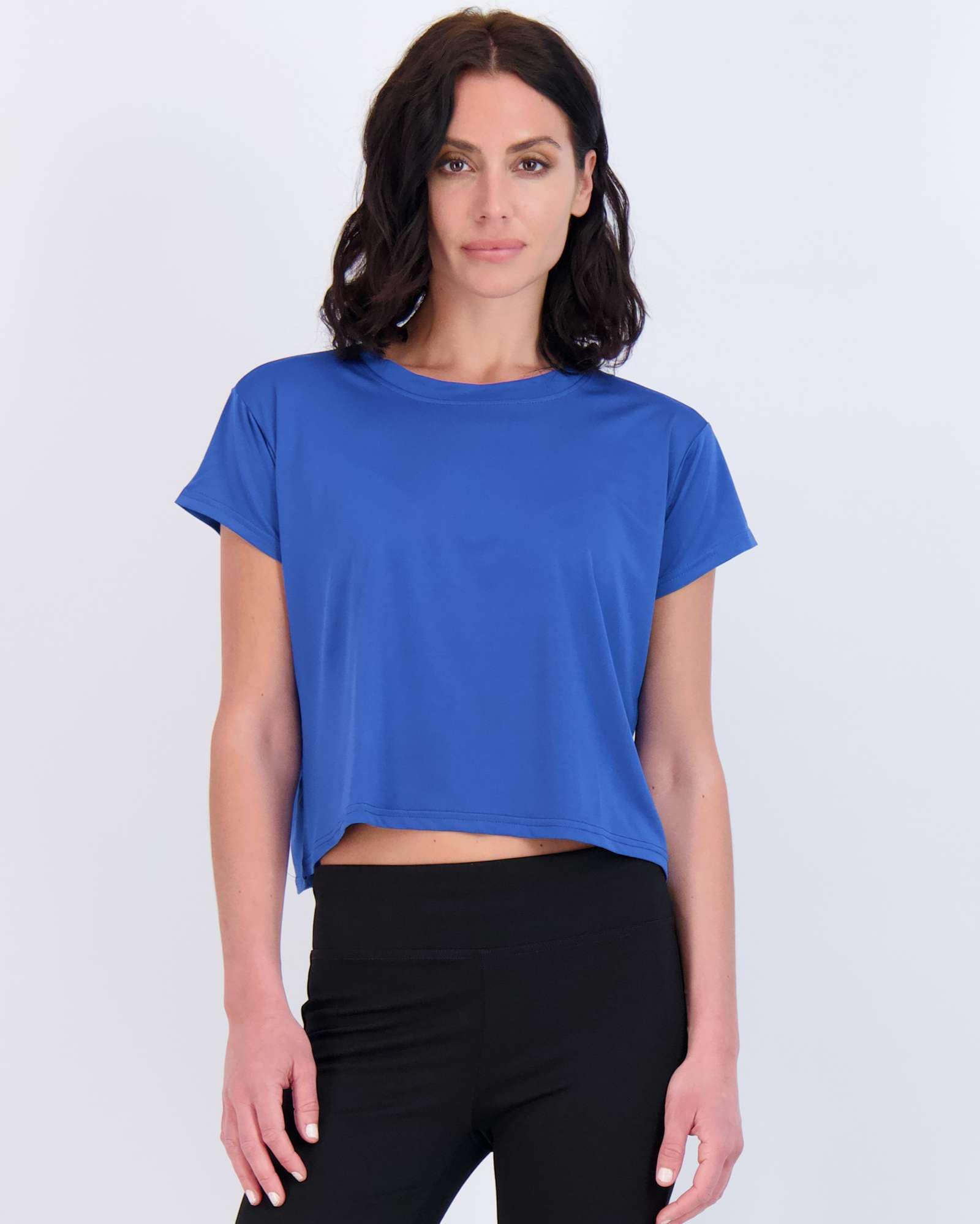 Real Essentials 5 Pack: Women's Dry Fit Crop Top - Short Sleeve Crew Neck Stretch Athletic Tee (Available in Plus Size): Standard Medium Set 11