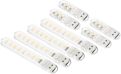PATIKIL Luz nocturna USB, paquete de 8 mini lámpara LED portátil enchufable para decoración del hogar, lectura, dormir, campamento, blanco cálido