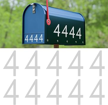 2 inch Modern Reflective Number Stickers number 4, 10 pieces