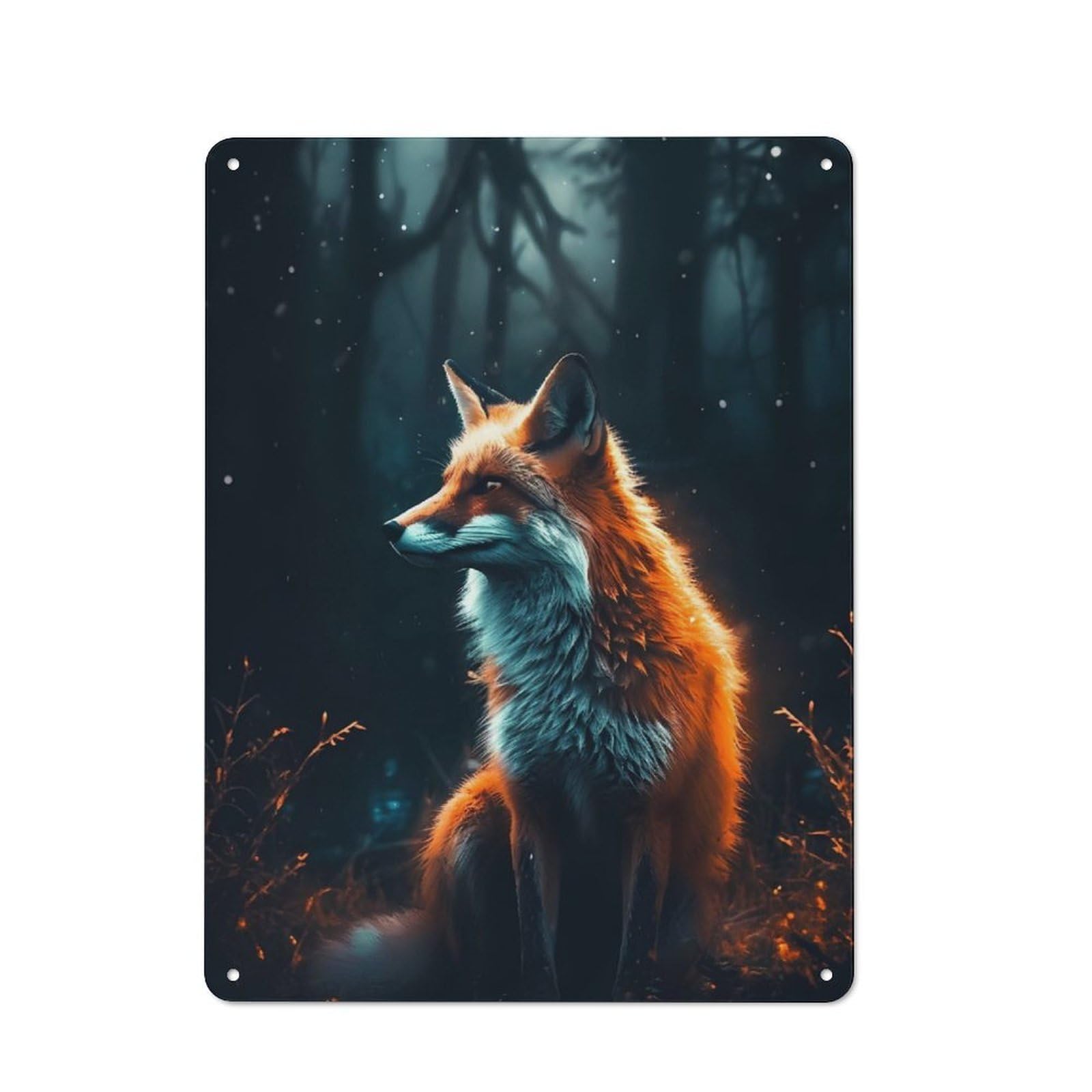 Junmoney Fox Glowing Rustic Tin Sign 40X30cm Featuring For Garage Or Workshop, For Updating Garage And Workshop After Moving
