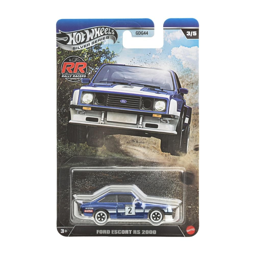 Hot Wheels Silver Series Rally Racers Ford Escort RS 2000 [Blue] 3/5, 1:64 Scale Diecast Toy Vehicle