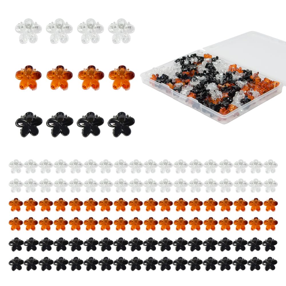 Mini Flower Hair Clip Flower Clips,Colorful Mini Hair Claw,for Women, Girls,Baby, Toddler Bangs Strong Grip Small Tiny Rainbow Hair Clips (100, Black,