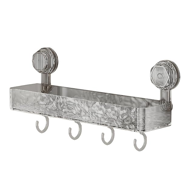 Corrugated Suction Cup Shower Shelf 2025 New Detachable Wall Mounted Shower Caddy Drilling-Free Bathroom Storage Rack for Inside