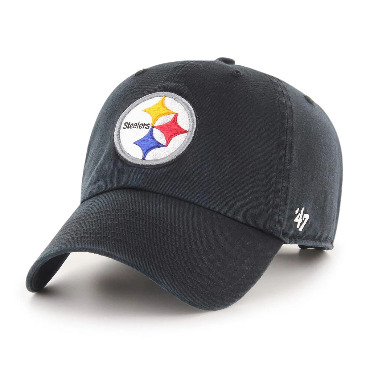 47 NFL Unisex Adult Clean Up Primary Logo Adjustable Hat Cap One Size, Pittsburgh Steelers - Black, One size — image 1