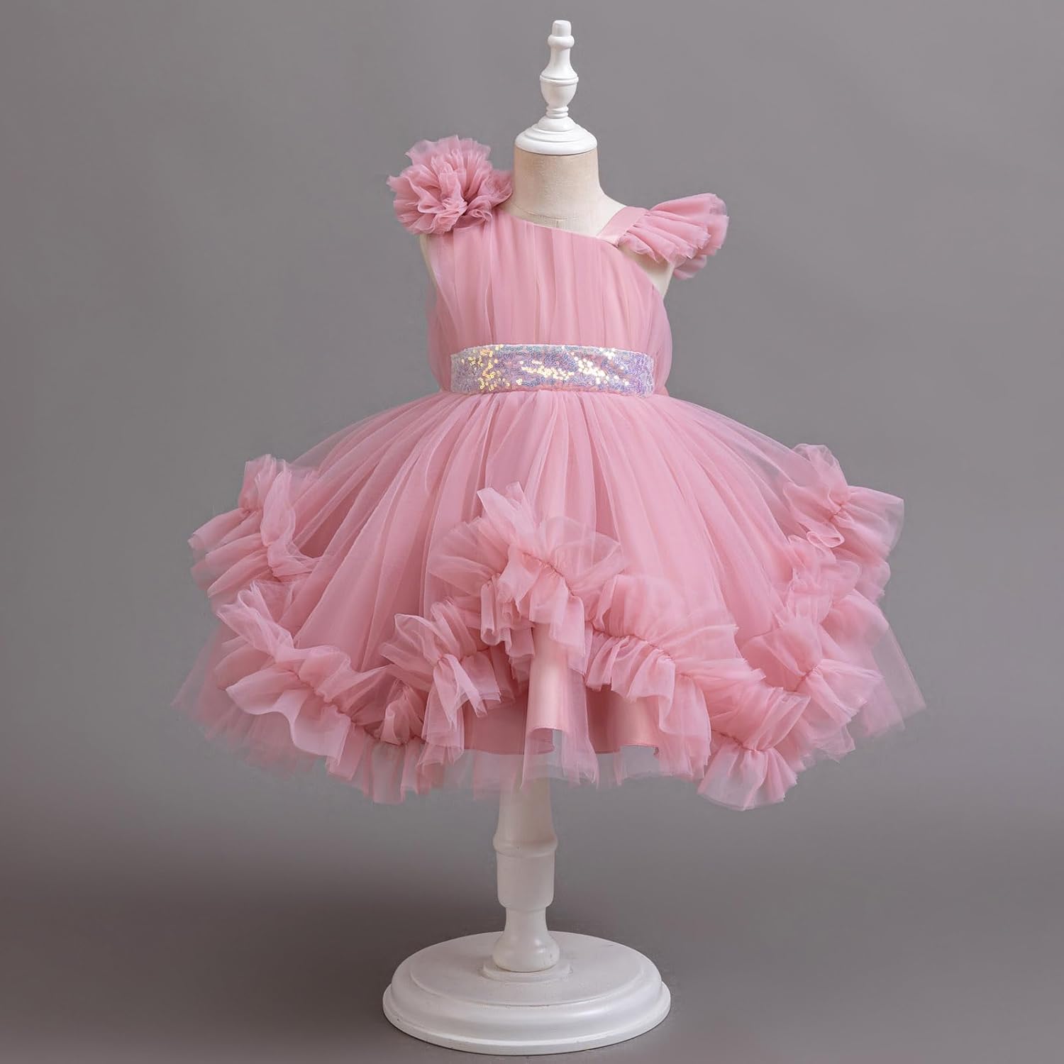 IBTOM CASTLE Girls Birthday Dress Sequin Tiered Tulle Tutu Party Flower Girl Wedding Toddler Pageant Formal Prom Gown - Image 2