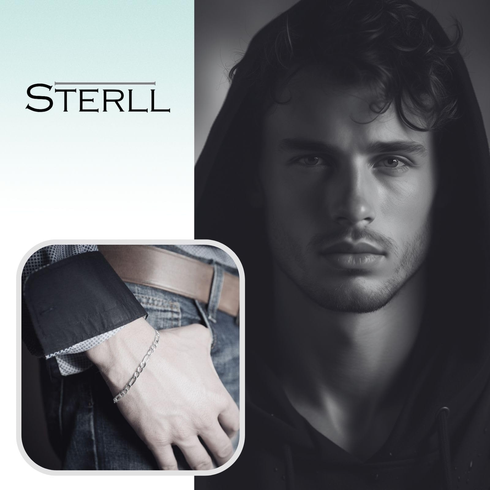 Herren-Armband aus massivem 925 Silber, ideal als Geschenk für Mann oder Freund, mit Schmuckbox
