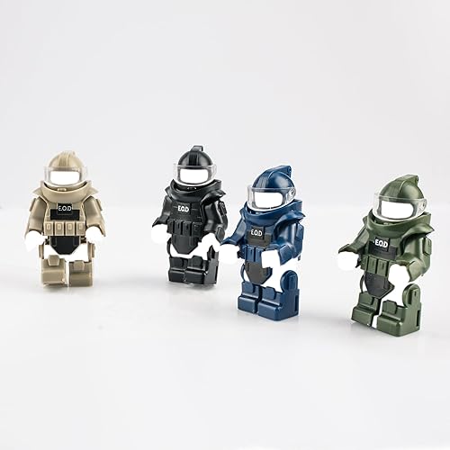 Miniatura 6 de Figuras de soldados de juguete de 4 colores para eliminación de bombas, armadura de traje E.O.D, juguetes de traje, equipo militar, minifigura