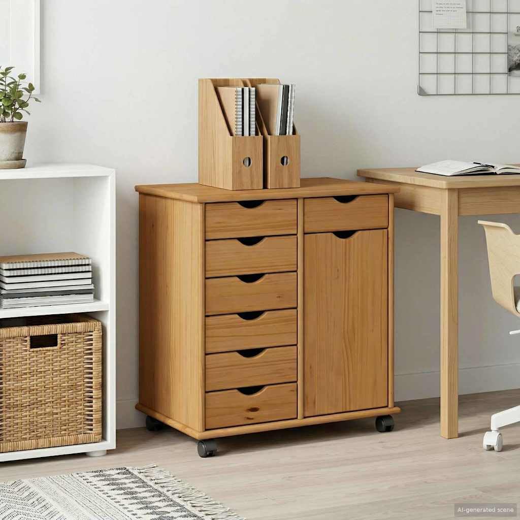 Armadio in legno di pino massiccio 63,5 x 39 x 65,5 cm con ante