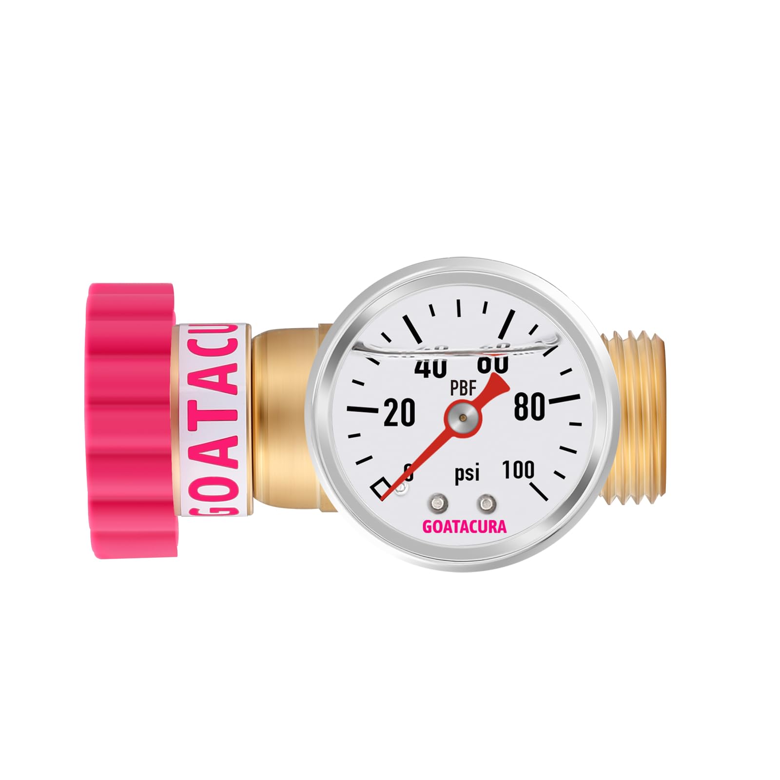 GOATACURA Water Pressure Regulator, Lead-Free Brass Pressure Reducer, 40-50psi, 3/4" Hose, with Gauge and Filter Screen, for Camper Travel Trailer RV