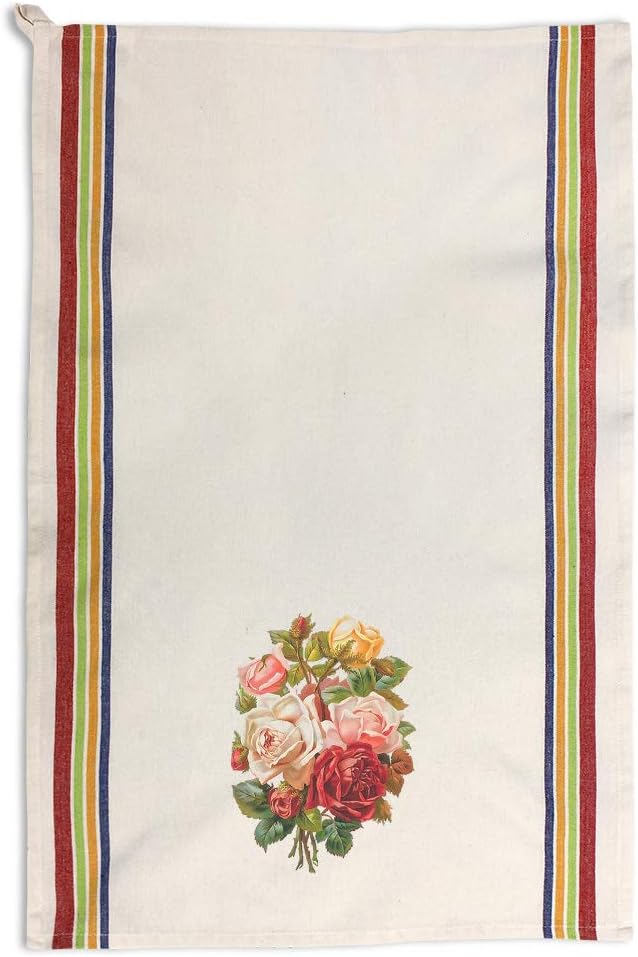Custom Decor Kitchen Towels Roses Vintage Look C Botanical & Flowers Botanical & Flowers Flowers Cleaning Supplies Dish Towels Multi Stripe Design Only