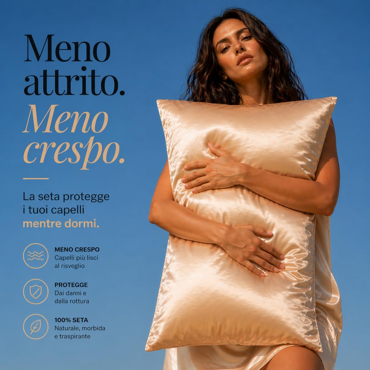 OFFTOPIC Federa 100% Seta Anticrespo e Antirughe, Federe in Seta 22 Momme Certificata OekoTex Antibatterica, Fodere Cuscini Letto Idea Regalo Perfetta, Chiusura Senza Zip 50x75 Caramel