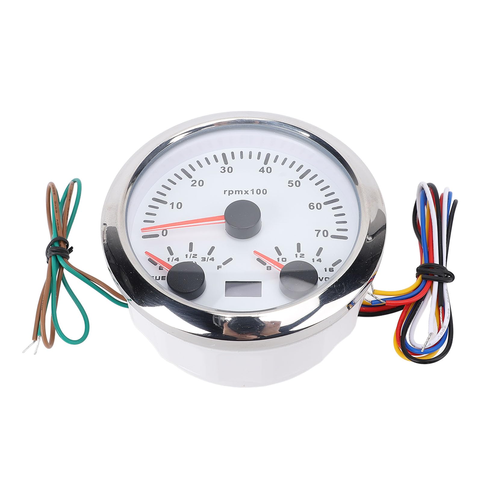 Generic Velocímetro de 85 Mm, Velocímetro de Metal, Tacómetro, 7000 RPM, 8 a 16 V, Voltaje de, 3 en 1, Retroiluminación de 7 Colores para Camión, Coche, Barco, Camioneta RV (plata blanca)