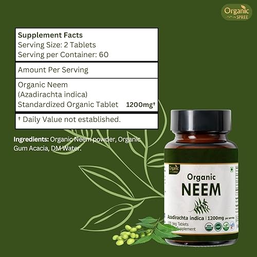 Miniatura 4 de Neem 120 tabletas  Azadirachta Indica (Neem)  Certificado orgánico USDA  Piel sana y desintoxicación  Suplemento dietético - 120 pestañas